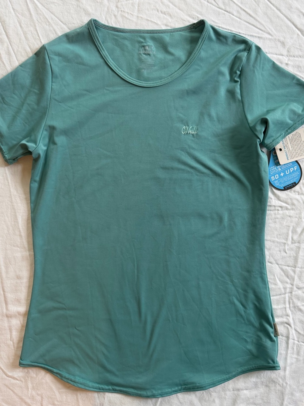 O'Neill Women's Teal Short Sleeve Rash Guard w/ 50+ UPF